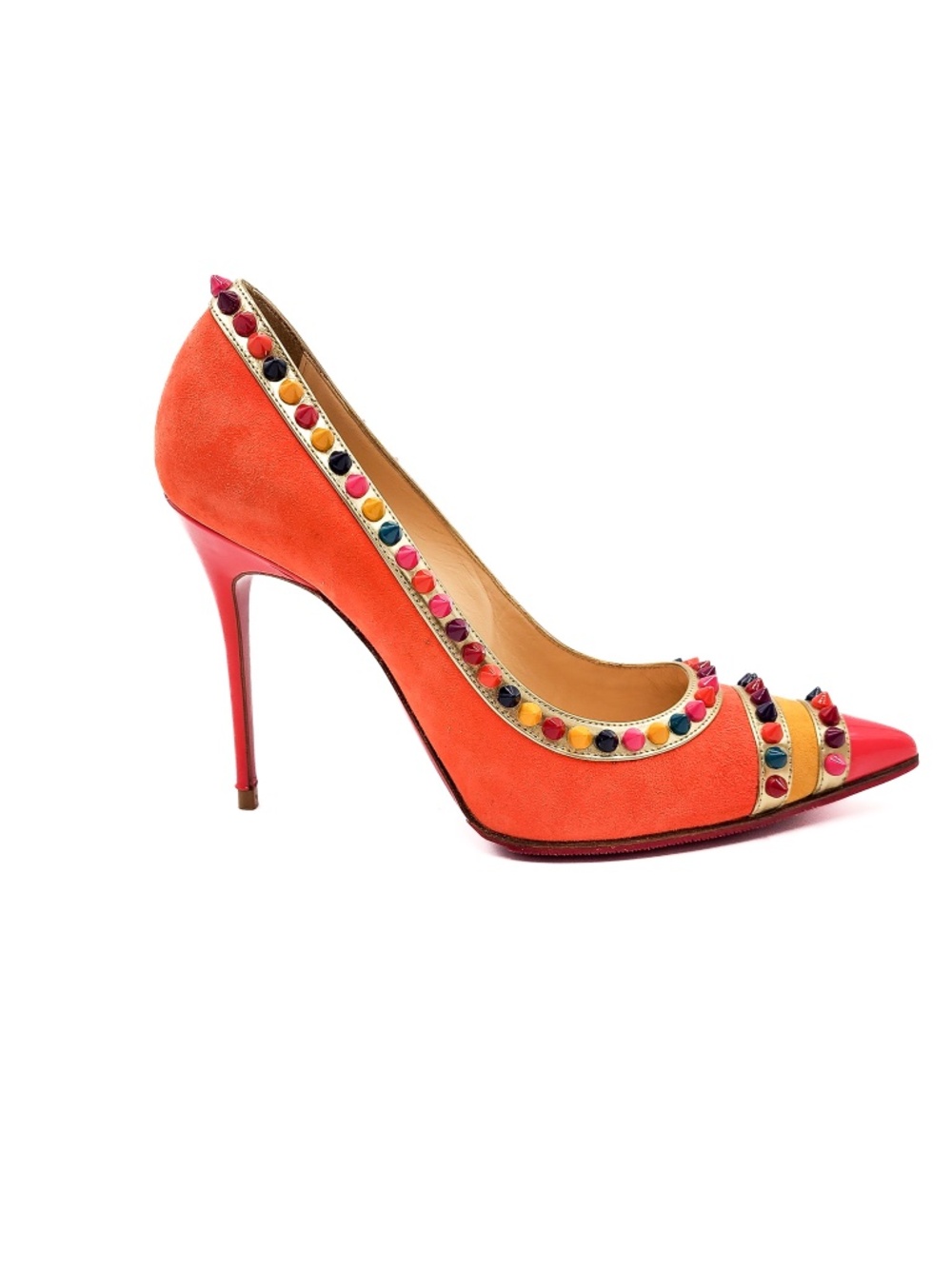 Christian Louboutin Malabar Hill 100 Suede Spiked Pumps Heels EU 37.5